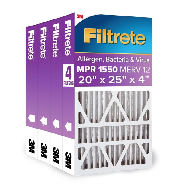 Filtro de aire para horno y aire acondicionado Filtrete MPR 1550, paquete de 4, 50 x 62 x 10 cm