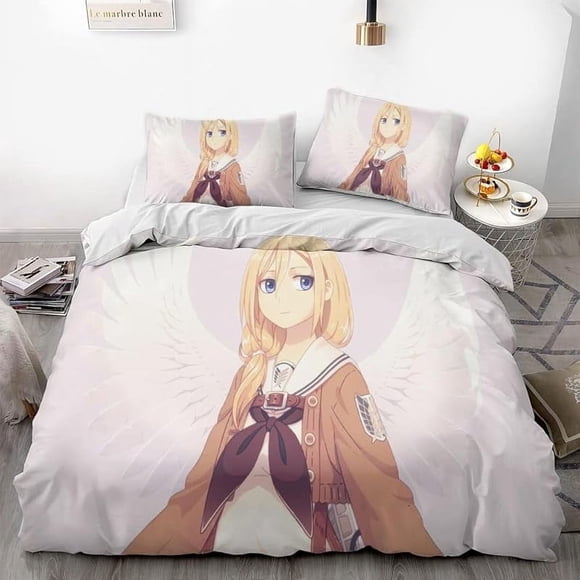 Att-ack on Gi-ant Eren L-evi Ani-me Soft 3D Pri-nted Du-vet Cover -Bedd-ing Set with Co-mforte-r Cover-