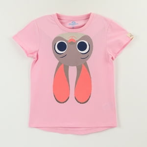 Polera Manga Corta Niña Rosado Hopps Face Zootopia Disney