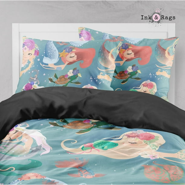 Encantadora Colección de Ropa de Cama Infantil Grande Sirenas y Tortuga Amiga