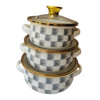 Magideal - Juego De 3 Ollas Esmaltadas Para Guisos, Frijoles, Ollas De Cocción Lenta, Utensilios De Cocina Fáciles De Limpiar, Ollas Portátiles Para Cocinar, Oll