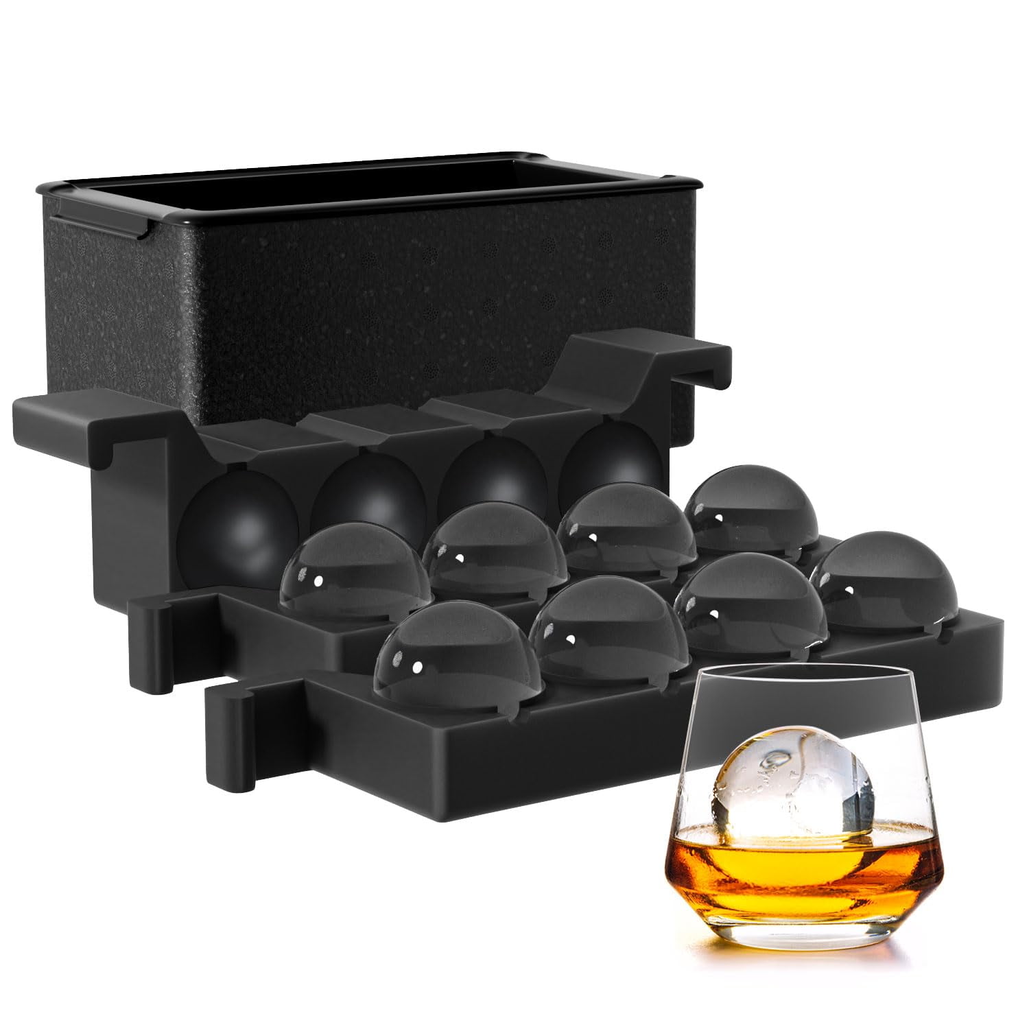 Molde Para Bolas De Hielo Fddbi De 2" Con Esfera Transparente, 8 Piezas
