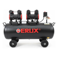 Erux - Compresor De Aire 100L Libre De Aceite 1600W Doble Motor 8 Bar 220V Monofásico