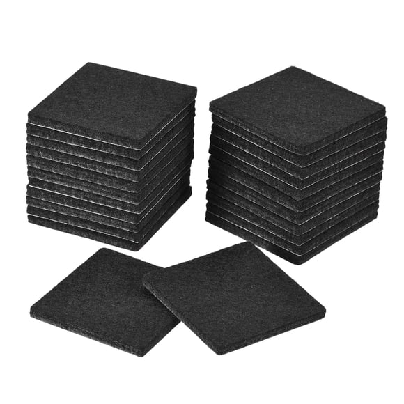 Uxcell Almohadillas para Muebles, 24 Piezas Almohadillas de Fieltro Autoadhesivas Cuadradas, Protectores de Suelo para Patas de Muebles Sillas 2.4" Negro
