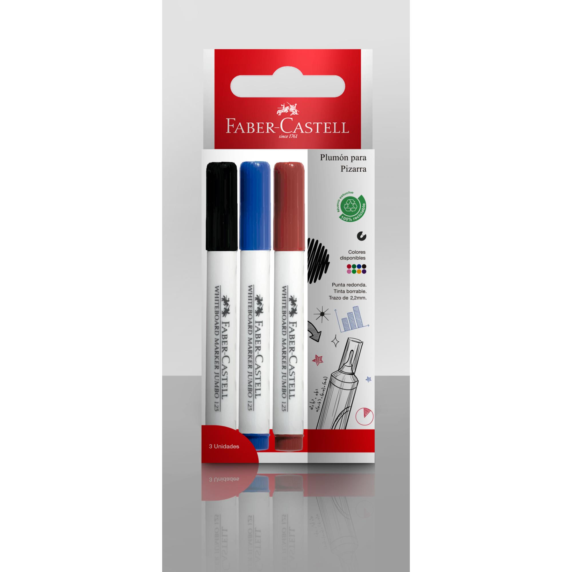 Marcador De Pizarra Rojo + Azul + Negro 1 Un Faber-Castell