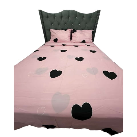 Teng Fei - Sabana De Género King Rosada Corazones Negros