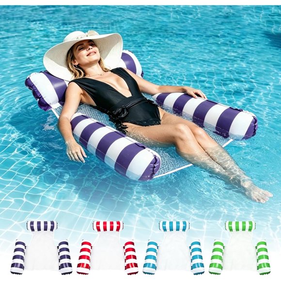 Set de 4 flotadores inflables para piscina con fondo de malla