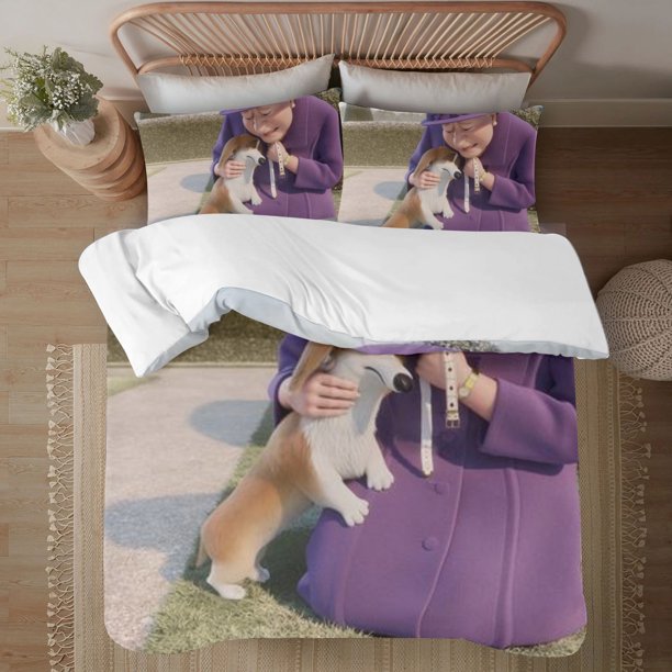The Queen’s Corgi Soft 3D Printed Duvet Cover Bedding Set with Comforter Cover 3 Piece Set