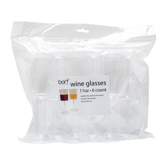 Juego de copas de vino Blueoco BarY3, plástico transparente, 330 ml, 6 piezas