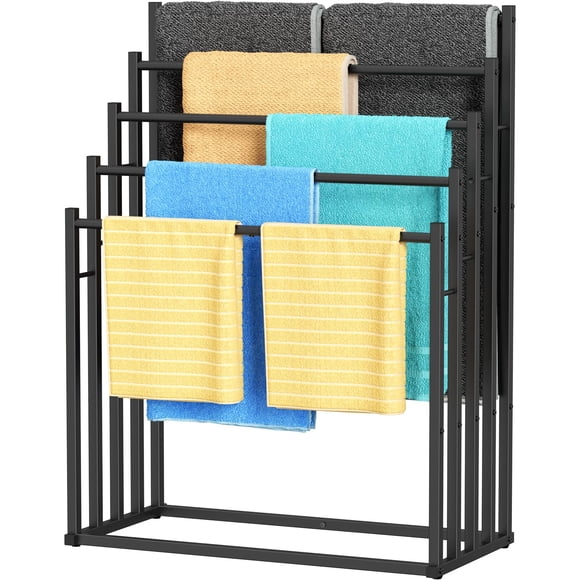 Porta toallas Honiter de 5 niveles, ancho, autoportante, negro