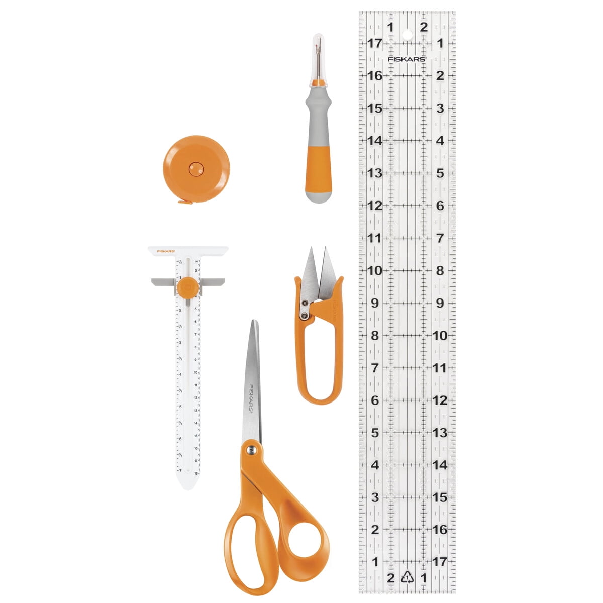 Set Costura Fiskars 6 Piezas Tijeras Regla Naranja