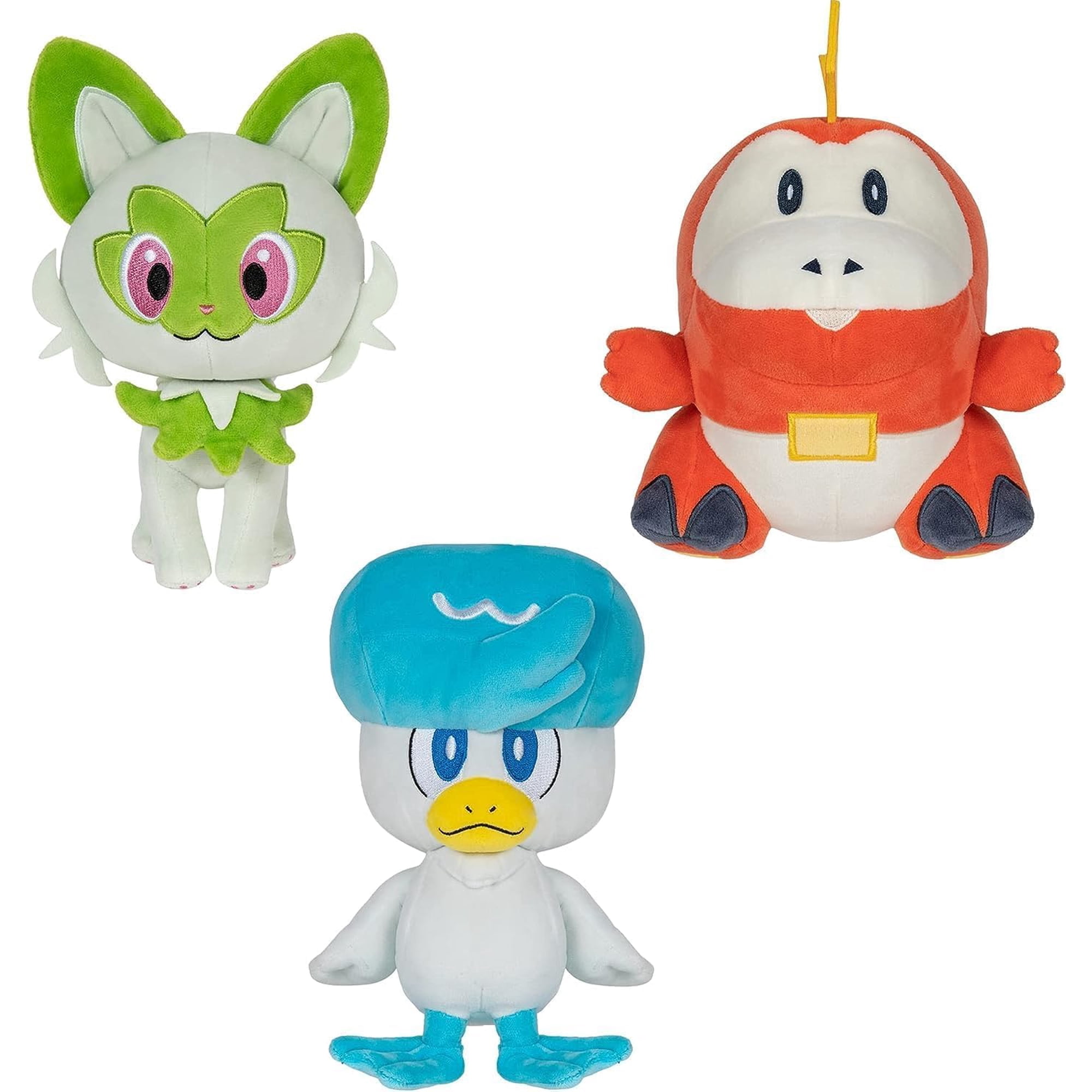 Peluche Pokémon Paldea First Partner, Paquete De 3 Unidades, 20 Cm, Fuecoco, Quaxly Y Sprigatito