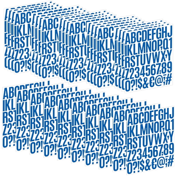Calcomanías de letras Metsyth 30 hojas 1500 piezas 5 cm vinilo azul