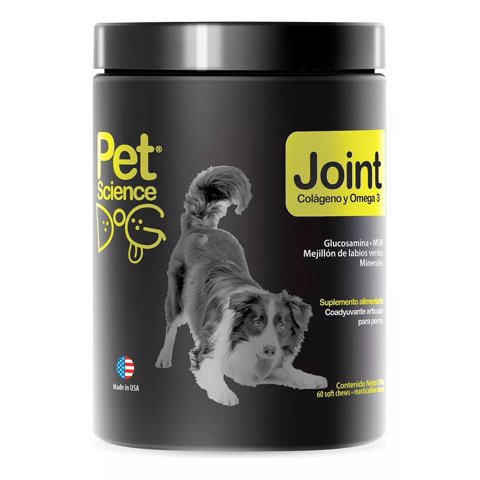 Petscience Joint Dog Colageno + Omega3 60 Comp Masticable