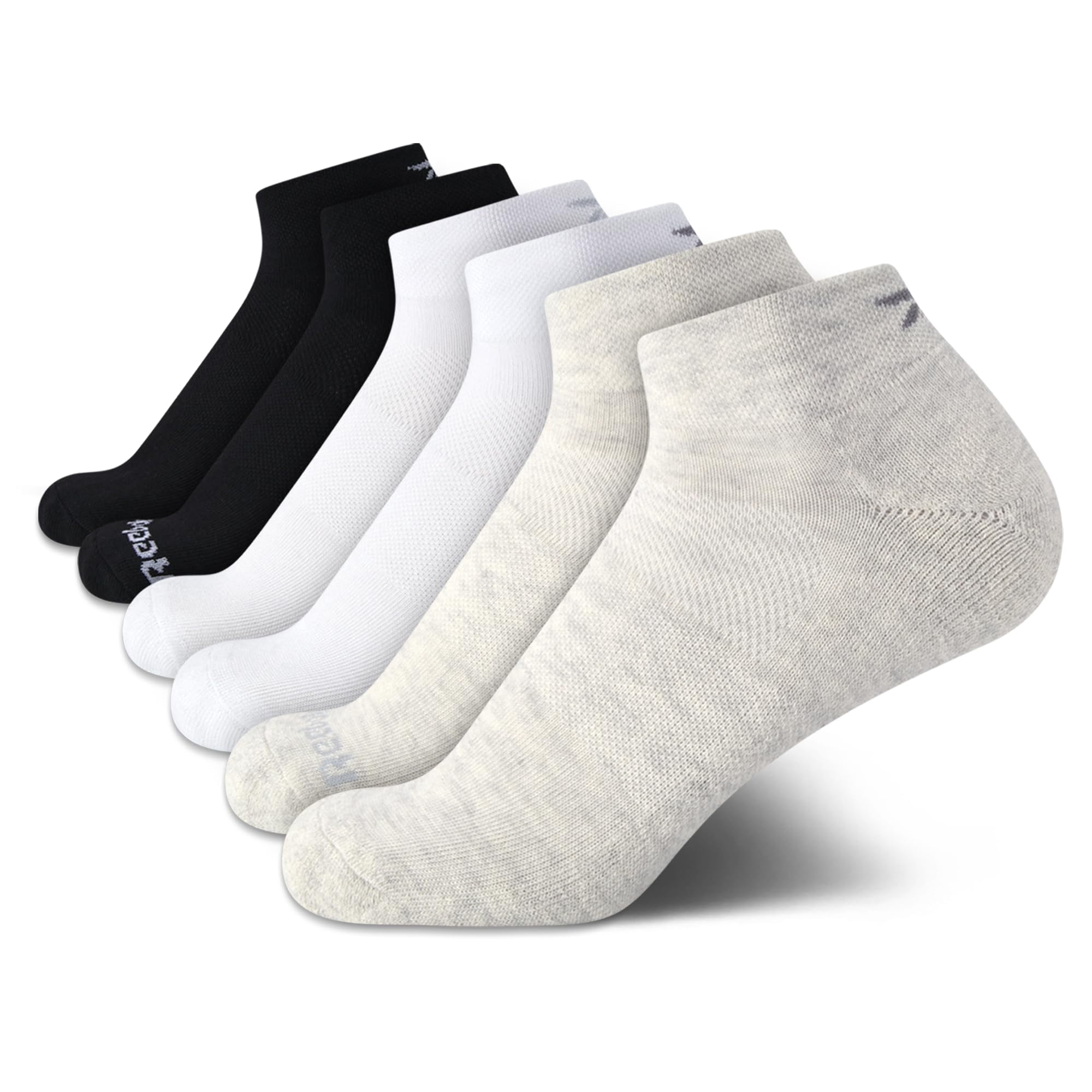 Calcetines Reebok Quarter Cut Para Mujer, Paquete De 6, Tallas 4-10, Negro/bronceado/blanco