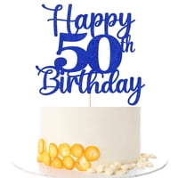 Decoración Para Tartas Kaoenla Con Purpurina Para Celebrar 50 Cumpleaños, Color Azul