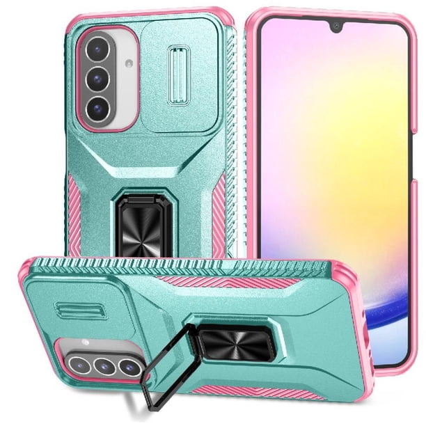 Funda Armada para Samsung Galaxy A26 con Tapa Deslizante y Soporte Magnético Giratorio Verde