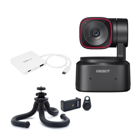 Webcam OBSBOT Tiny 2 Lite AI 4K PTZ con Trípode y Hub