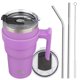 thumbnail image 1 of Vaso térmico Konokyo de 900 ml con asa, 2 pajillas y 2 tapas de acero inoxidable, 1 of 7