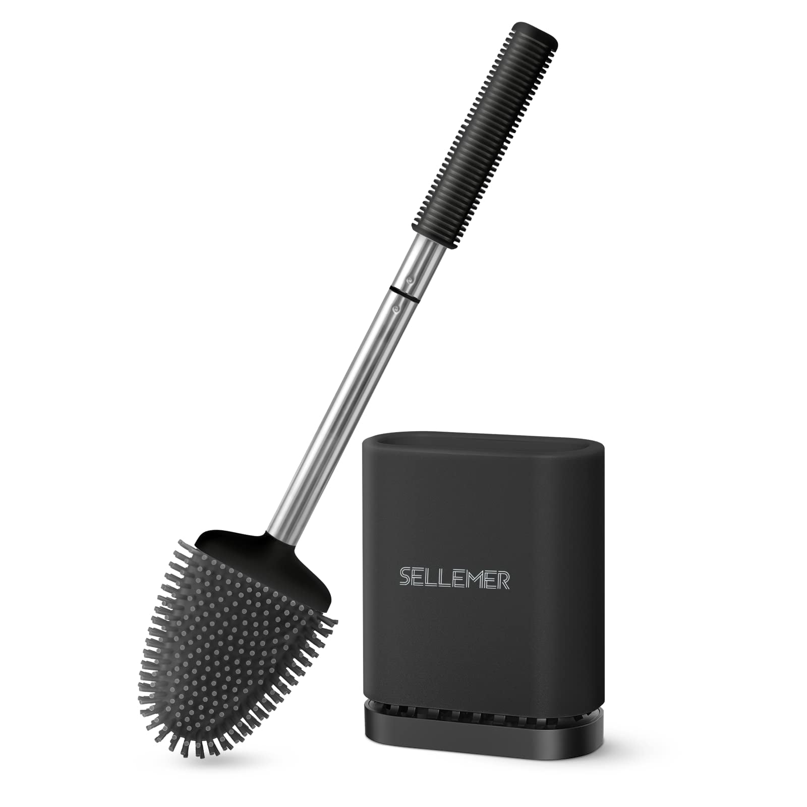 Set De Escobilla Y Soporte Para Inodoro Sellemer Flexible Silicone Black
