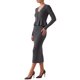 thumbnail image 3 of INSPIRE CHIC Conjunto de Falda de 2 Piezas para Mujer Cuello en V Tejido de Punto Acanalado con Botones Manga Larga Cintura Alta Invierno Maxi Faldas Ajustadas Conjunto de Suéter Peplum Pequeño Gris, 3 of 6