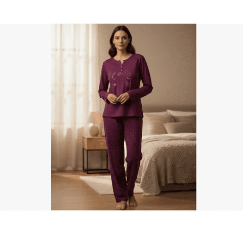 Grupo Agw - Pijama Mujer Largo Diseño Fucsia - L