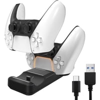 Xinqihang - Base De Carga Para Mando De Ps5, Cargador Doble Para Mando Dualsense De Playstation 5 Con Cable De Carga Tipo C