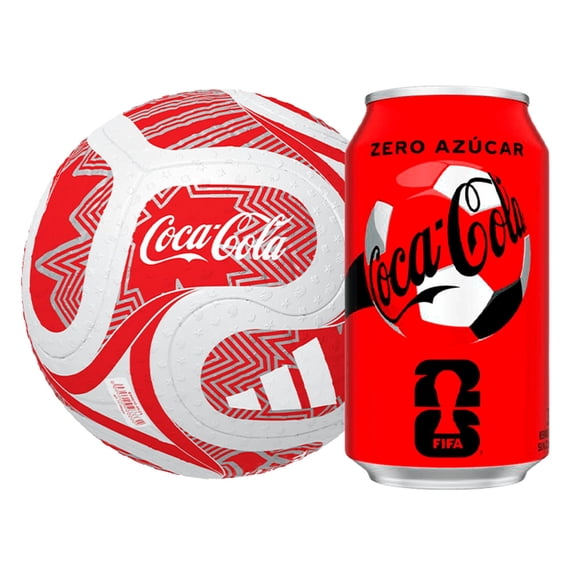 Bebida zero six Pack Lata + balón fútbol Adidas de Coca Cola, 350 ml