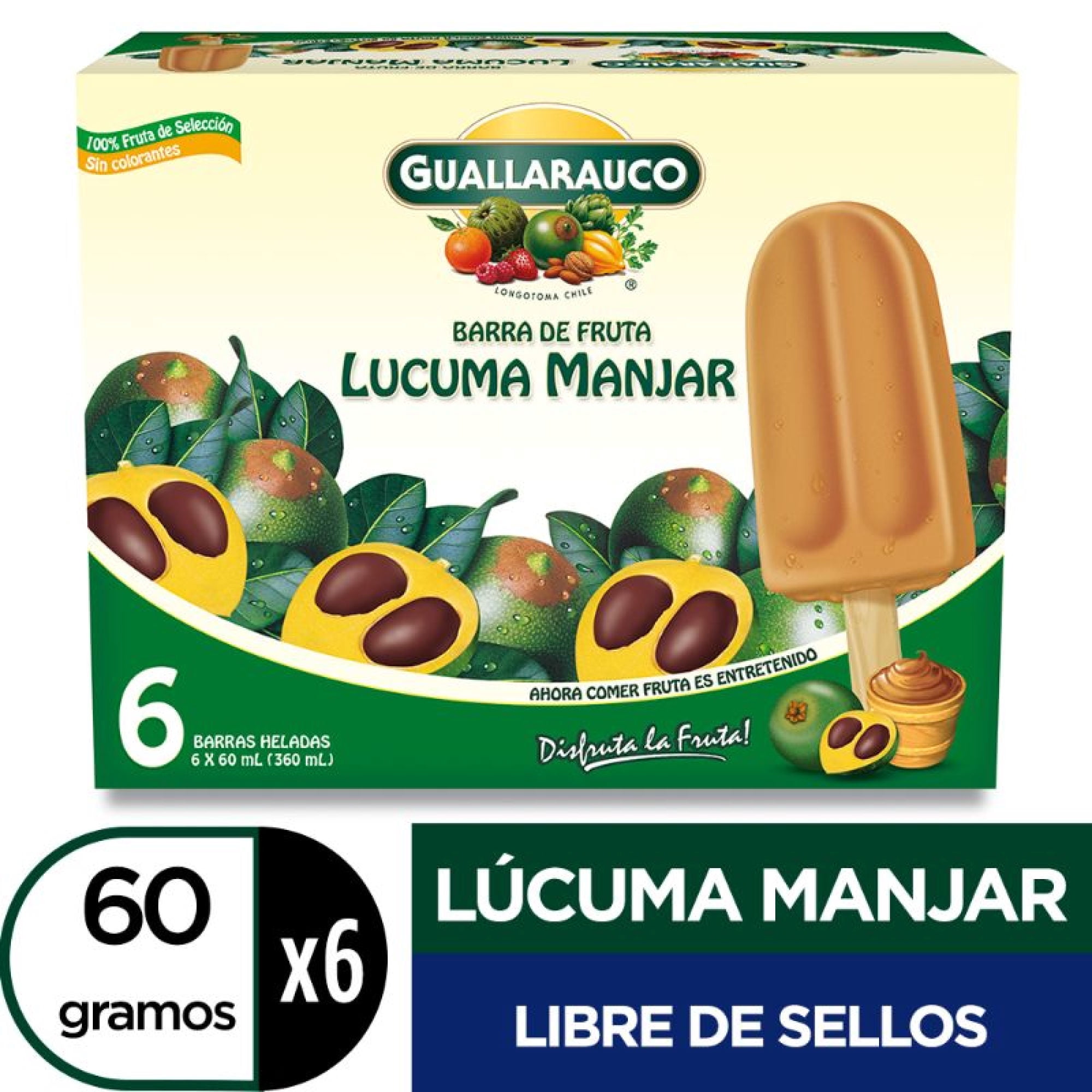 Helado de agua en barra Sabor Lucuma Manjar Caja, 6 Un