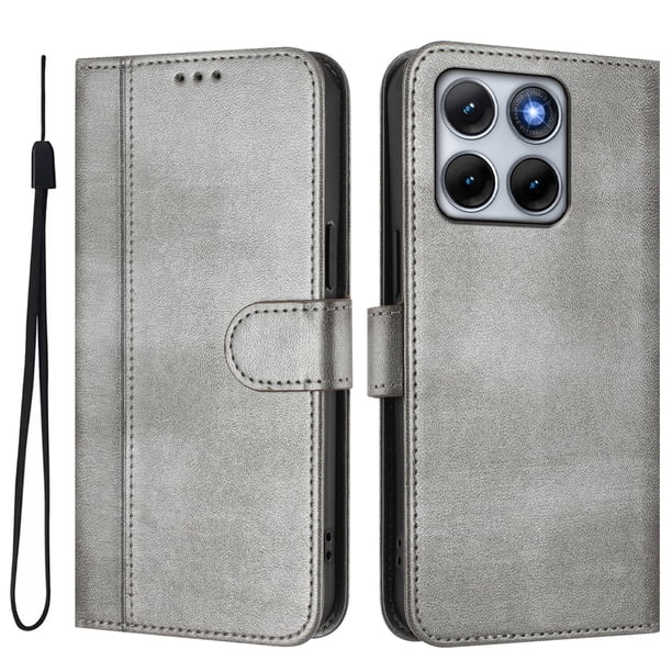 Funda Cartera para Motorola Moto Edge 70 Fusion Protección 360° con Ranuras para Tarjetas y Soporte Gris
