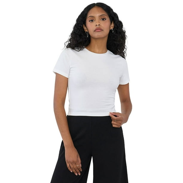 Polera Mujer Crop M/C Esencial Ecru Corona