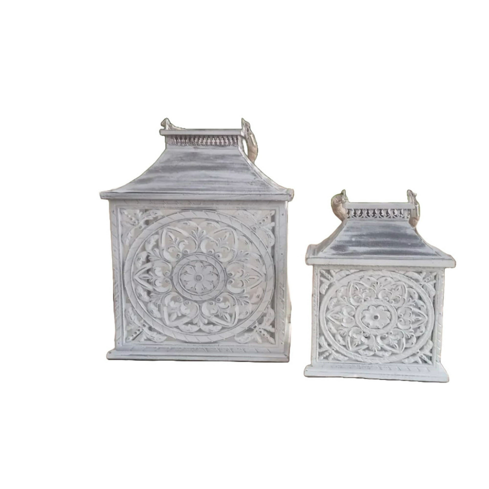 Genérico - Set Portavelas Vintage Decorativo Faroles Velas Exterior Lau