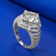 thumbnail image 4 of Anillos de Compromiso de Plata Esterlina 925 de 5 Quilates para Mujer Anillo de Diamante Grande Simulado con CZ Banda de Anillo de Boda de 4 Garras Corte Cojín, 4 of 7