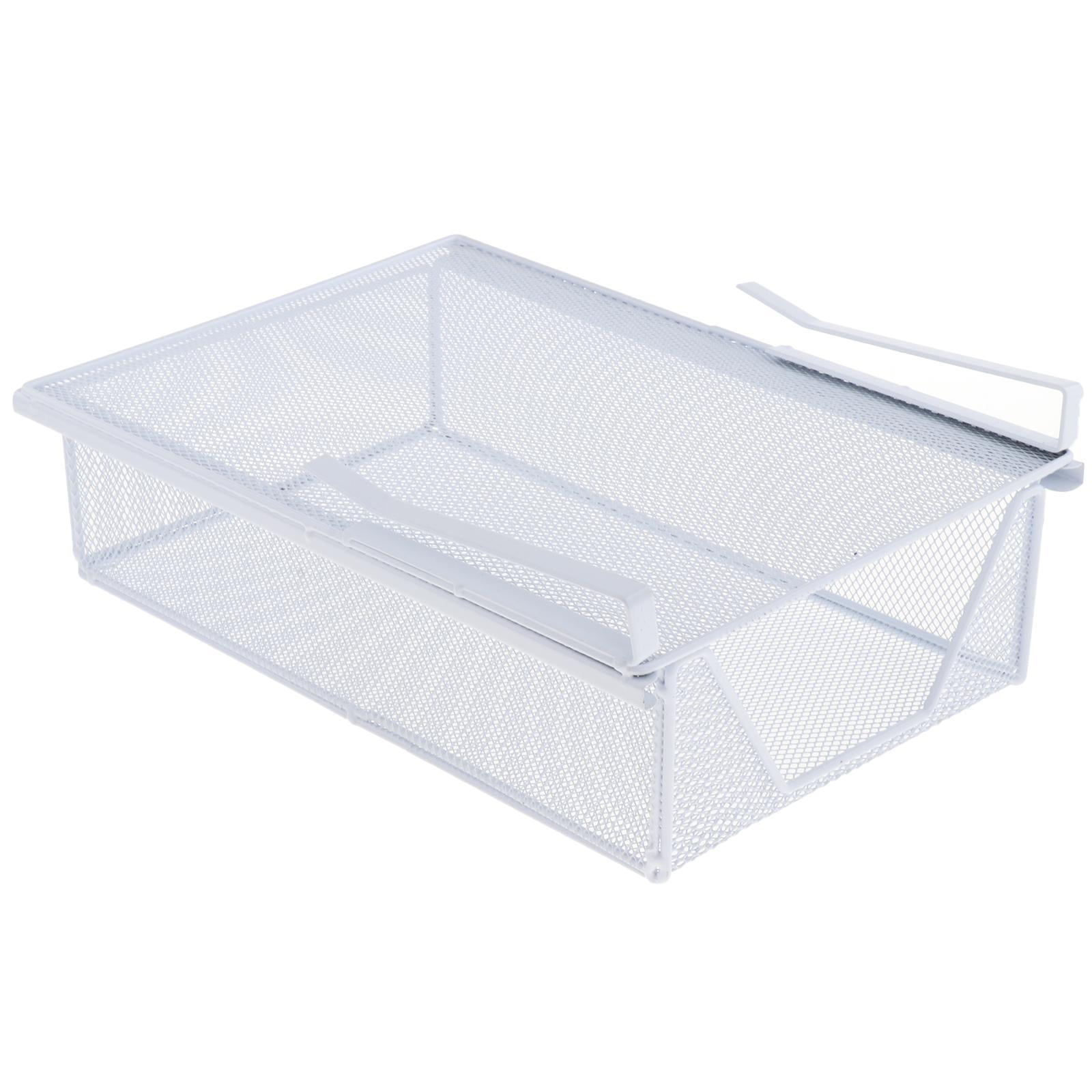 Magideal - Bajo El Estante Cesta De Alambre Cajón Cajón De Almacenamiento De Almacenamiento De Ropa Múltiples Puestos Múltiples Debajo Del Gabinete Colgante Para Blanco