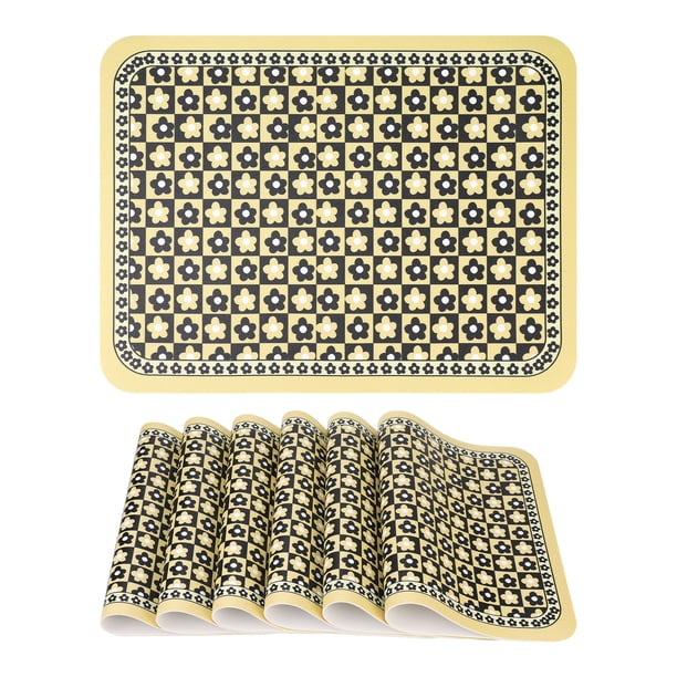 REGALWOVEN Juego de 6 Manteles Individuales de Cuero para Decoración y Protección de Mesa de Comedor Amarillo 15.7*11.8 pulgadas