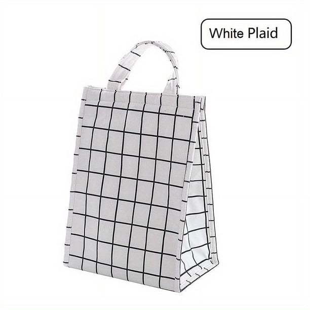 1pc Reusable Lunch Bag, Insulated Lunch Box, Linen Fabric With Aluminum Foil, Lunch Tote Handbag For Women, Men, School, Office