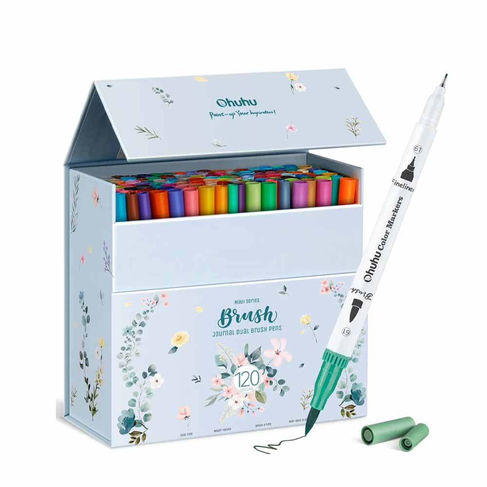 Ohuhu Maui 120 Marcadores A Base De Agua (estuche Verde)