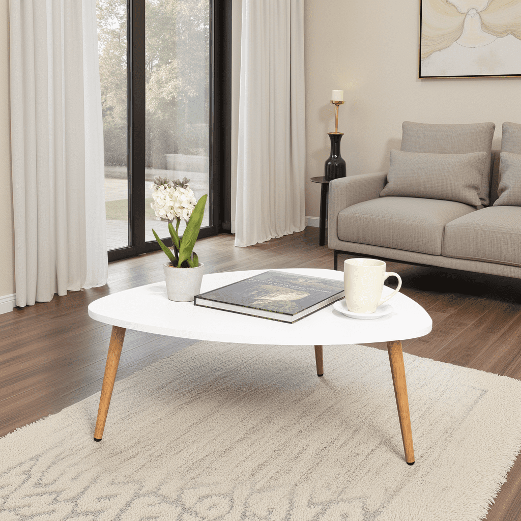 Tuhome - Mesa De Centro Narvik Bordes Ovalados Blanco