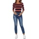 thumbnail image 2 of INSPIRE CHIC Camisetas a Rayas de Regreso a Clases para Mujer Ajuste Ceñido Mangas al Codo Cuello de Barco T-Shirt M Rosa Caliente Azul Marino, 2 of 6