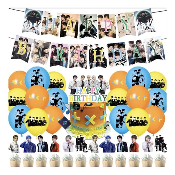 Kit Decoración Cumpleaños Txt Kpop Banner Globos Topper