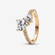 thumbnail image 1 of Anillo Pandora Doble Corazón Brillante Dorado 7, 1 of 5