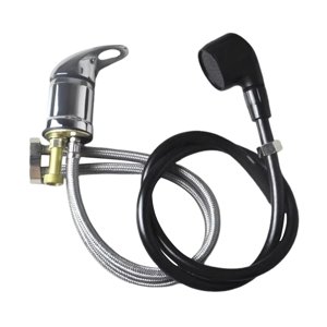 Bothyi - Grifo De Champú Para Salón, Unidad De Retrolavado De Aleación De Zinc De Acero Inoxidable, Rociador De Ducha De 80Cm Con Tubo Negro