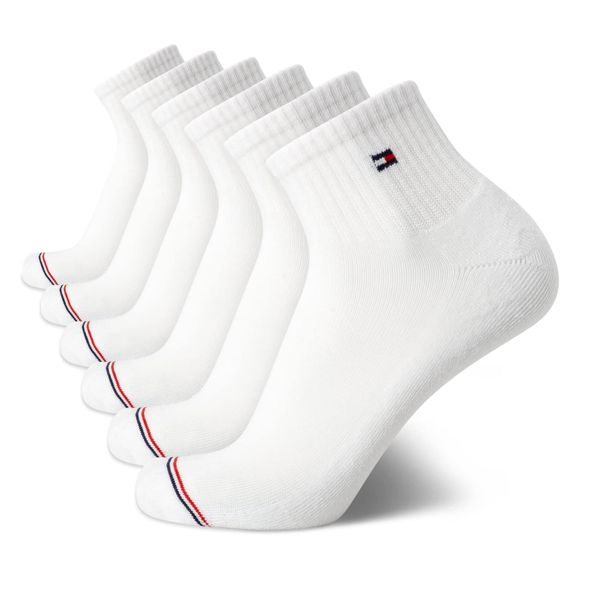 Pack De 6 Calcetines Tommy Hilfiger Para Hombre, Tallas 7 A 12, Color Blanco