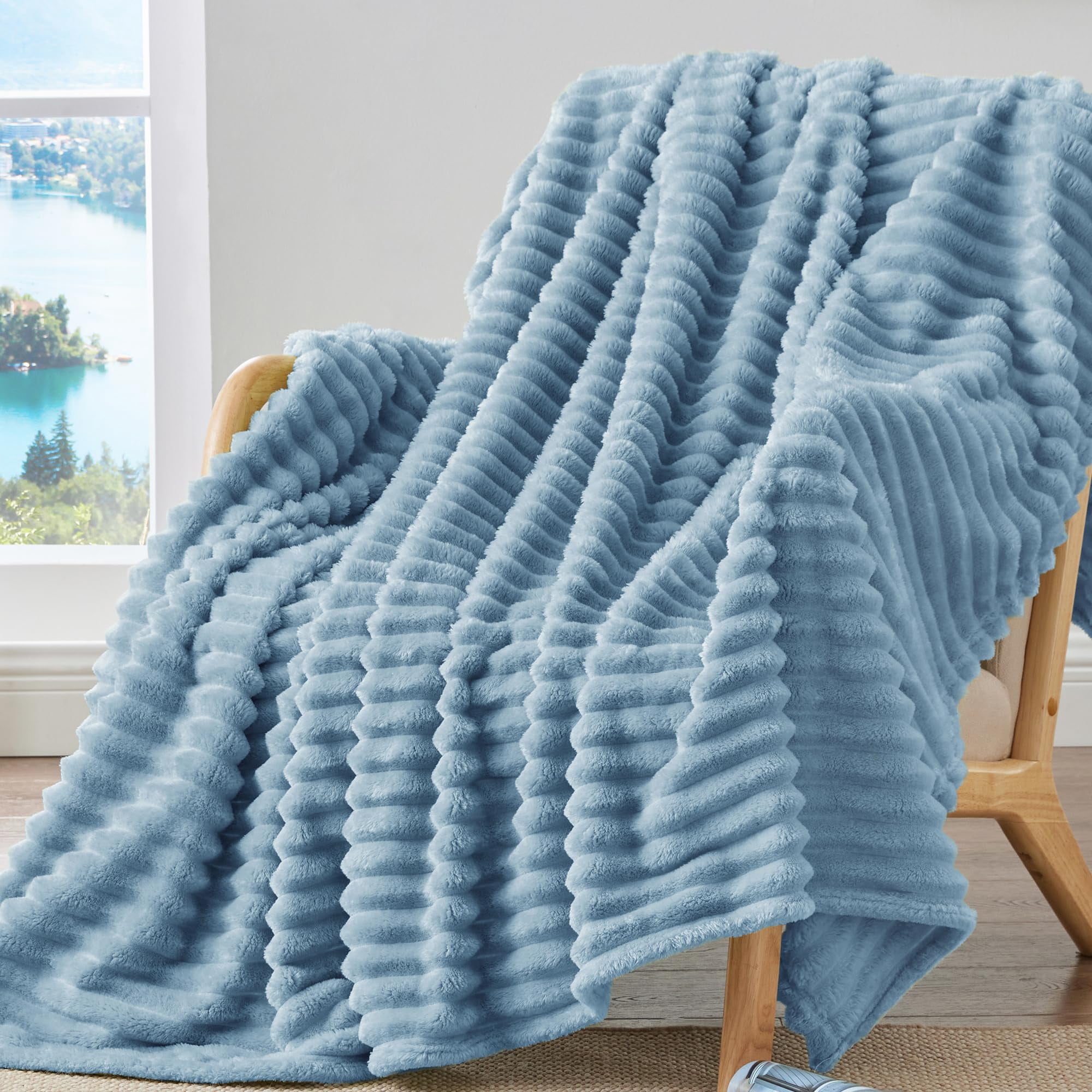 Manta Polar Bedelite, 300 G/m², Suave Y Cálida, Azul Claro