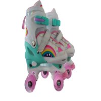 Genérico - Patin 4 Ruedas Con Luces Y Kit Talla M 35 38 Blanco