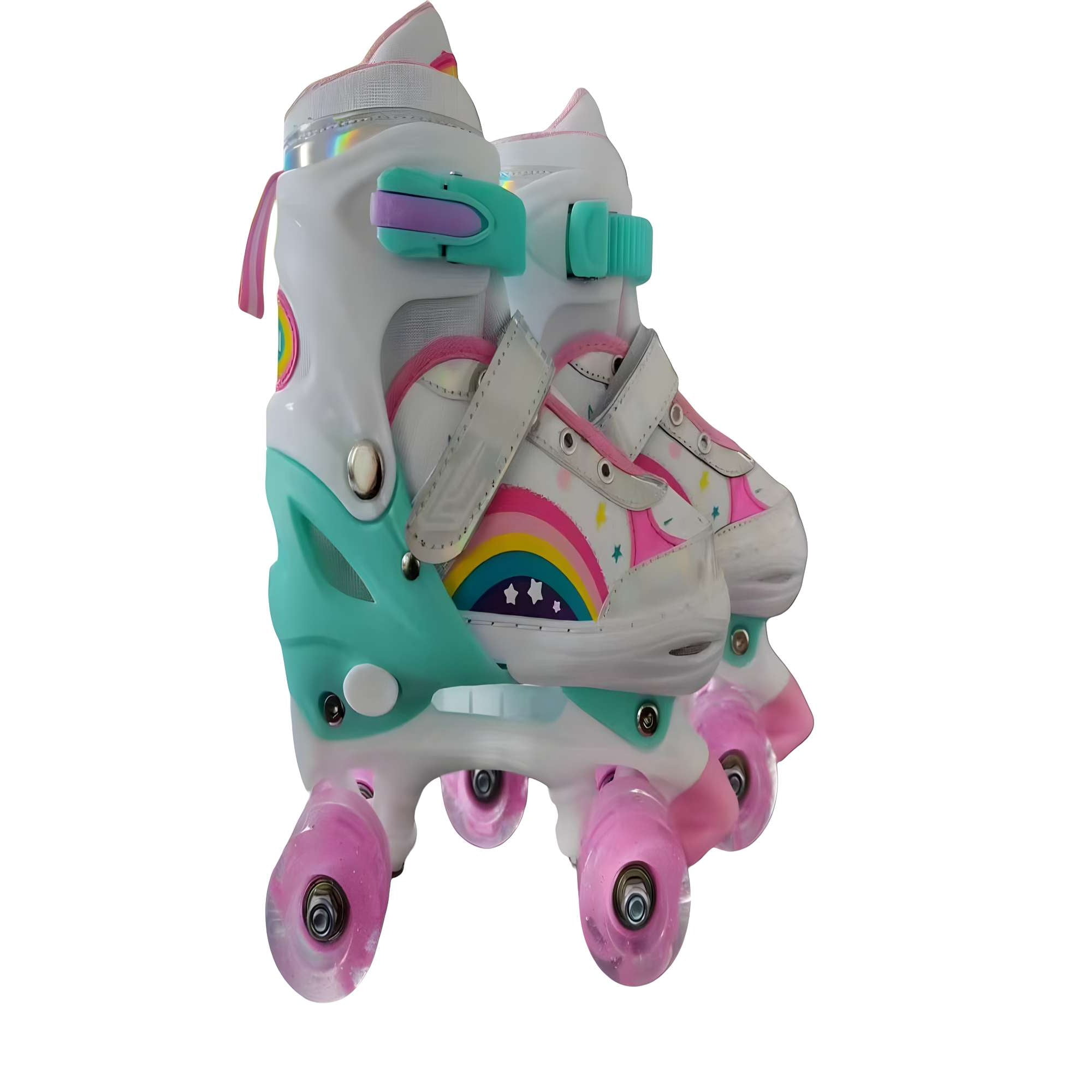 Patines 4 Ruedas Con Luces Y Kit Talla S 31-34 Blanco