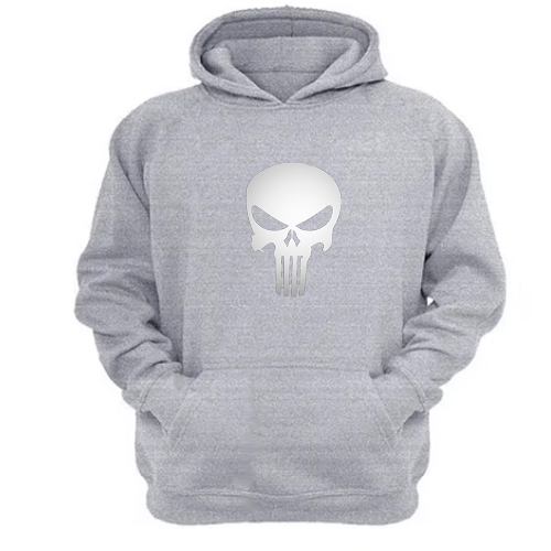 Genérico - Polerón Canguro Punisher Gris Claro Talla Xl Unisex