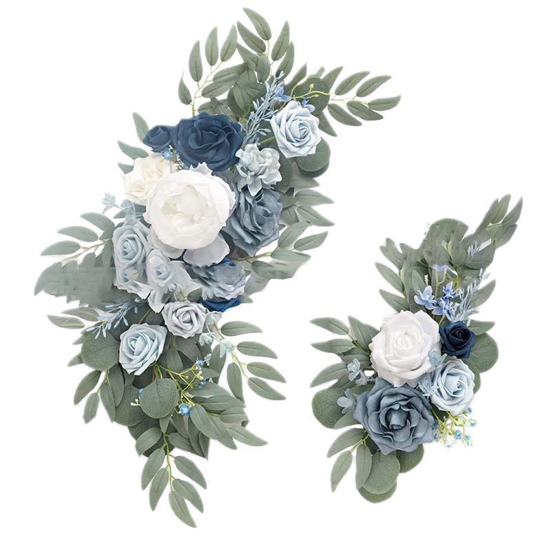 Bothyi - Flor Artificial Swag Hojas Verdes Colgando Para Telón De Fondo Fiesta Boda Coche Blanco Azul