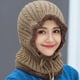 thumbnail image 4 of Pasamontañas de punto con cable cálido para mujer, gorro de invierno con forro de felpa, térmico, resistente al viento, con capucha y orejeras con cordón ajustable, 4 of 5