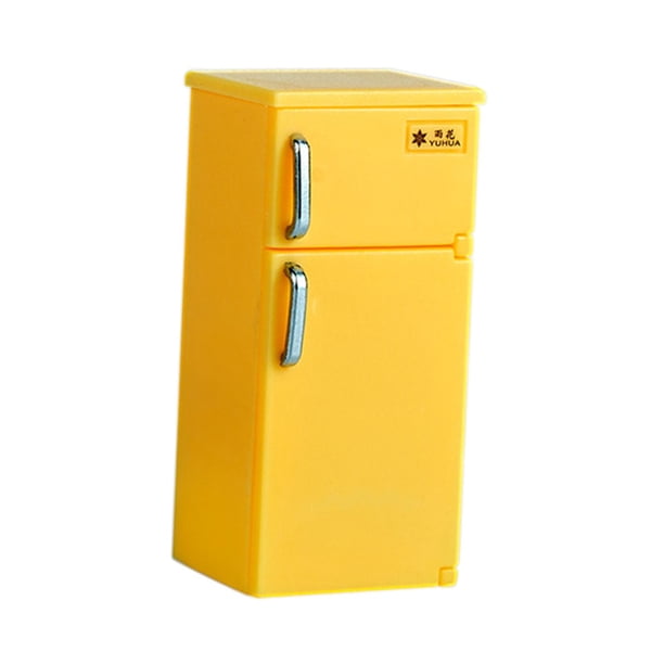 Miniatura De Casa De Muñecas A Escala 1:12, Nevera, Accesorios Para Casa De Muñecas Para Niños Y Niñas De 3 Años En Adelante, Color Amarillo